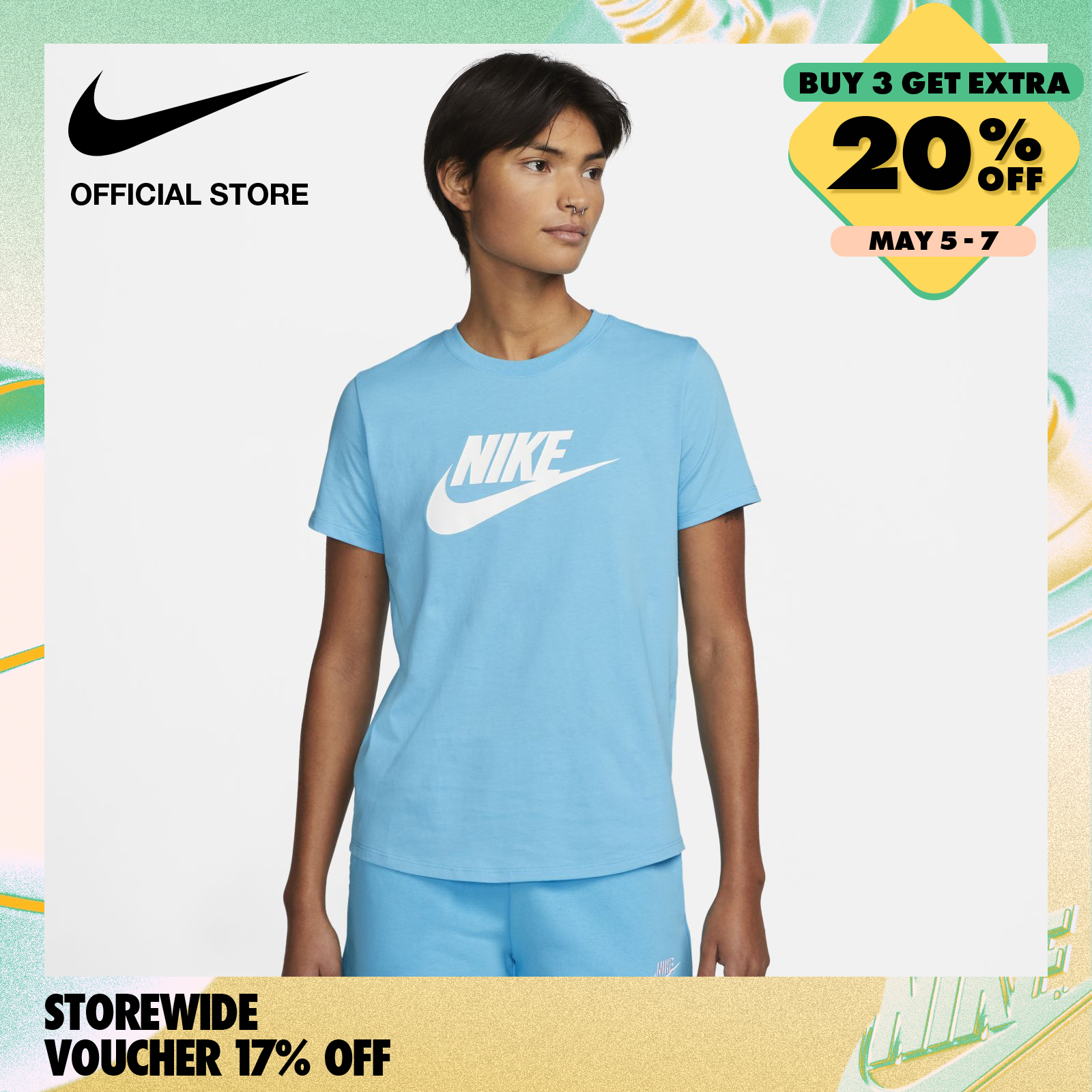 耐克女子运动服必不可少的偶像Futura T恤 - 波罗的海蓝色