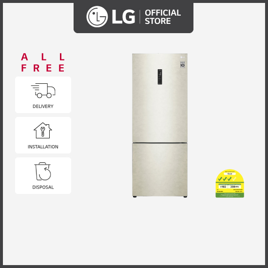 [笨重] LG GB-B4452SE底部冰箱冰箱，451L，皮肤米色 +免费送货 +免费安装 +免费处置 +免费处置 +免费$ 50杂货券