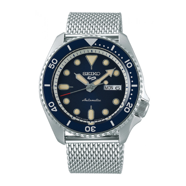 [WatchSpree] [JDM] Seiko 5 Sports (Made in Japan) Automatic Silver Stainless Steel Band Watch SBSA015 SBSA015J