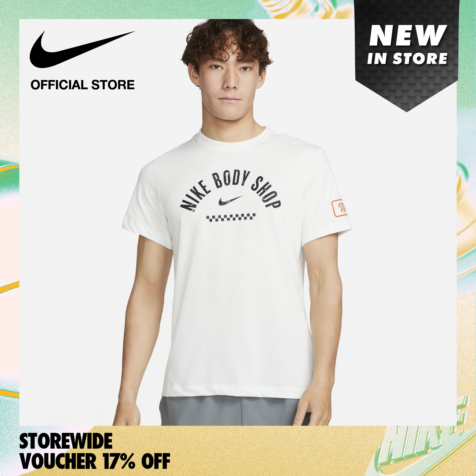 Nike Dri-Fit男士车身商店1 T恤 - 峰会白色