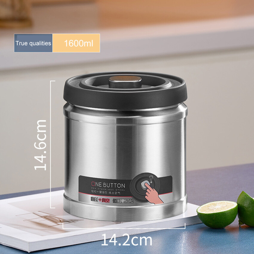 真空咖啡豆储物瓶不锈钢750/1100/1600毫升创意密封罐食品谷物集装箱茶