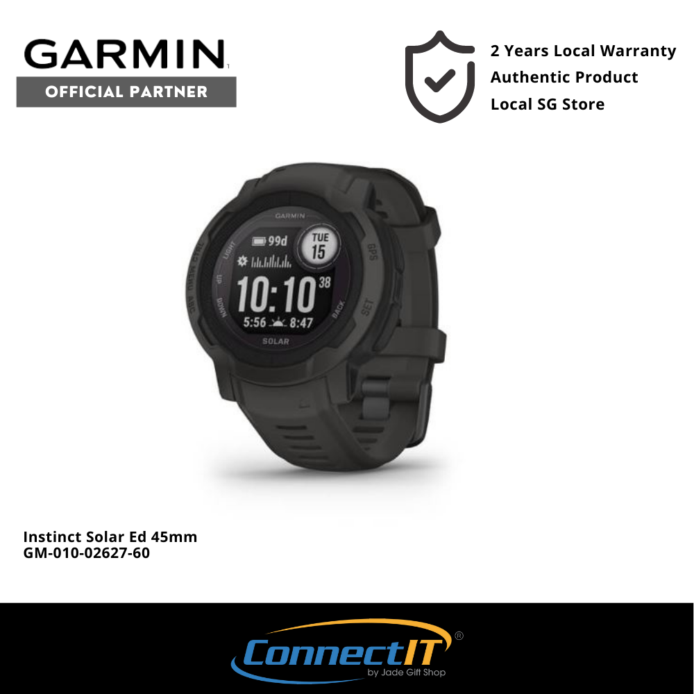 Garmin Instinct 2太阳能版45mm坚固的GPS手表，太阳能充电，多gnss支持（2年本地保修）。