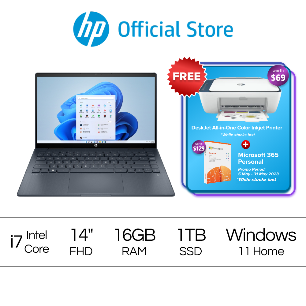 PAV X360笔记本电脑14 -EK1012TU -13th Gen Intel Core i7-16 GB RAM -1TB SSD -14 -FHD -FHD -Windows 11 -Intel®UHD图形 -  McAfee Livesafe
