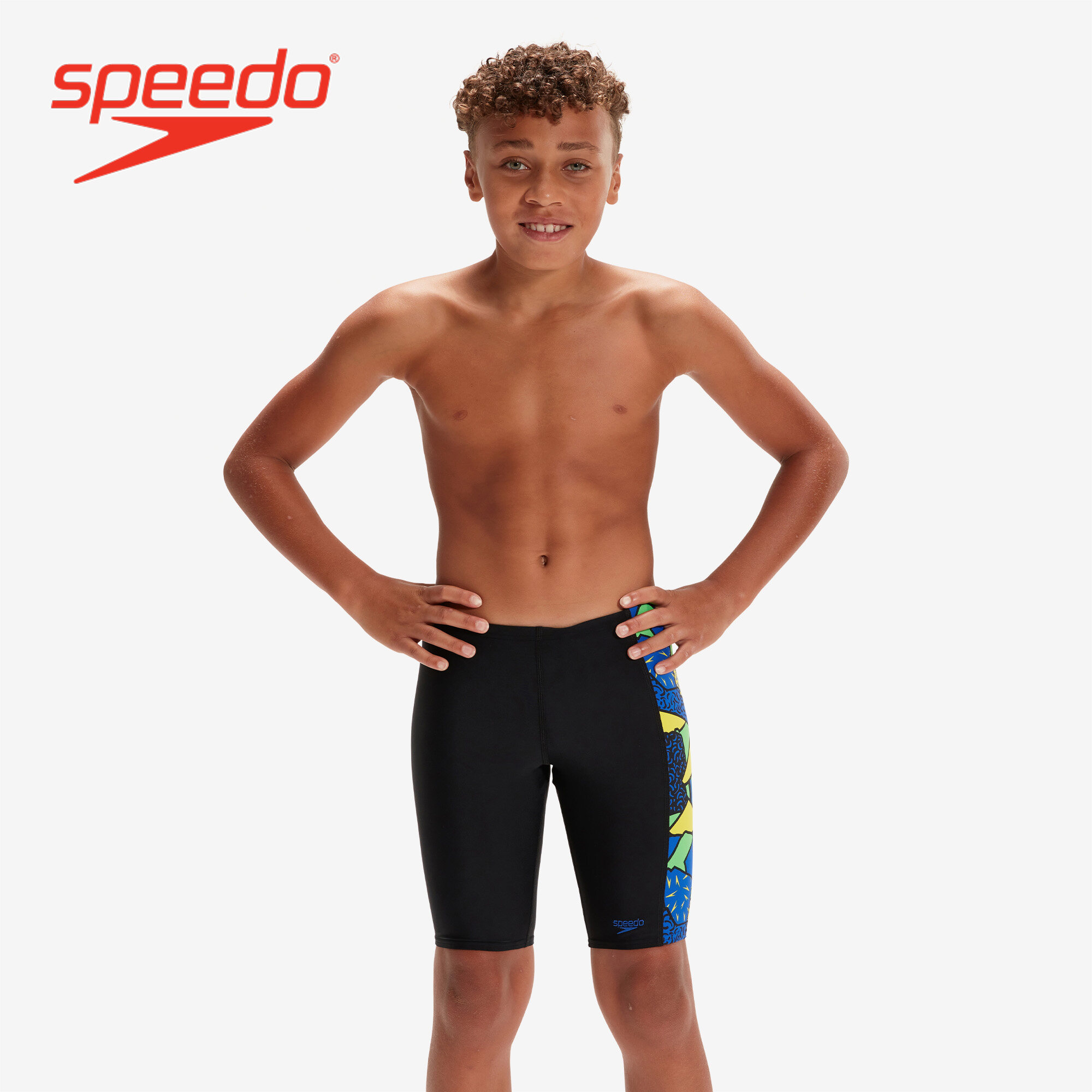 Speedo Boy's泳衣 -  Allover面板干扰器 - 黑色-8-00316214735