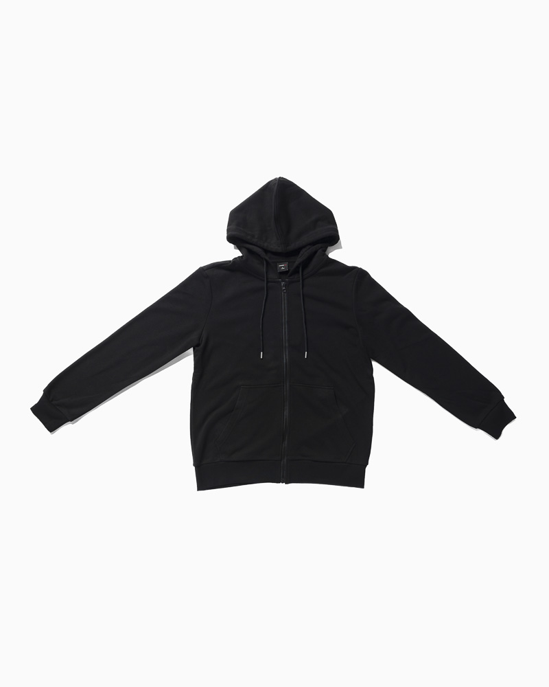 Yishion Men纯色拉链夹克配袋鼠口袋（黑色）