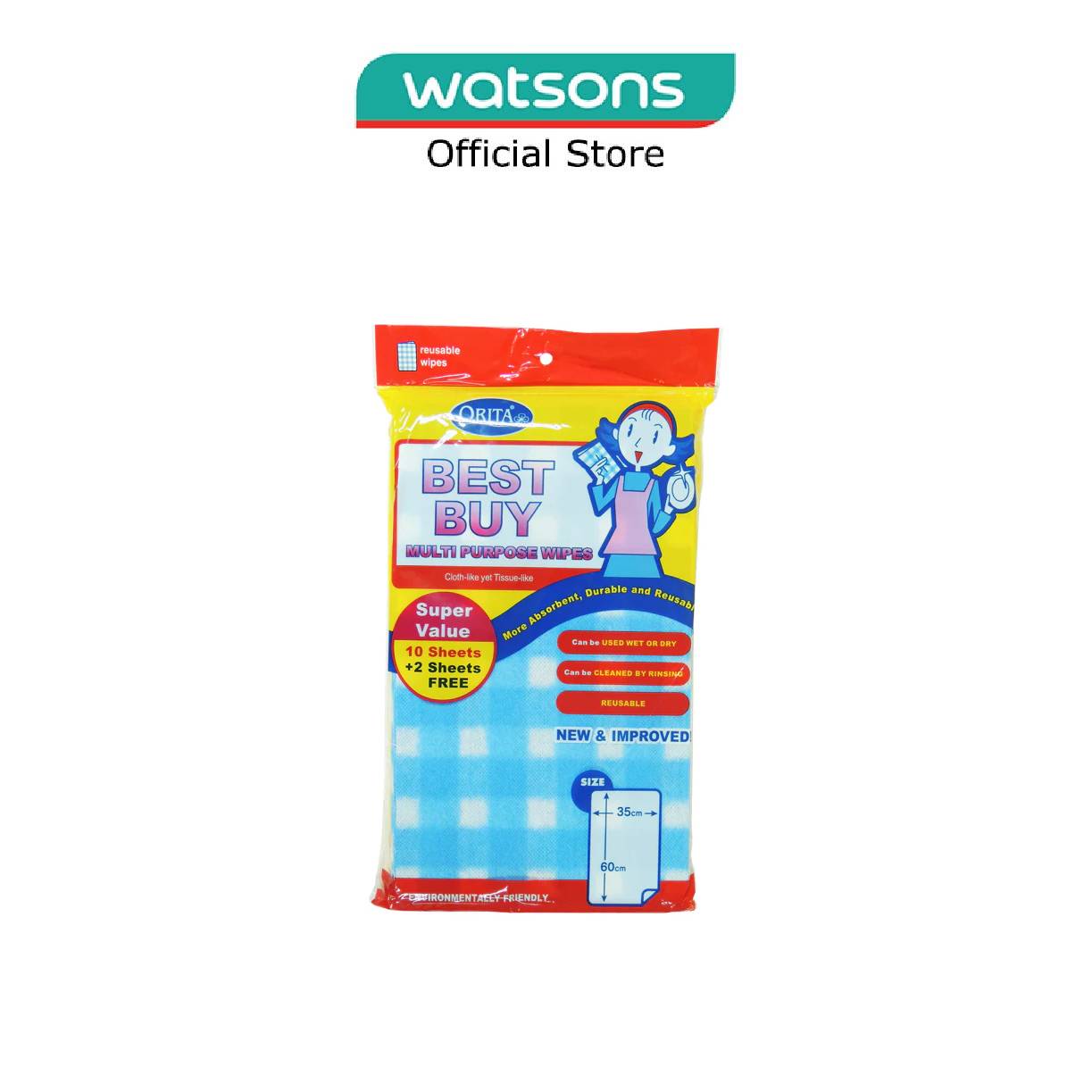 Orita Best Buy Duli-Duspose湿巾（可重复使用）10s + 2s免费