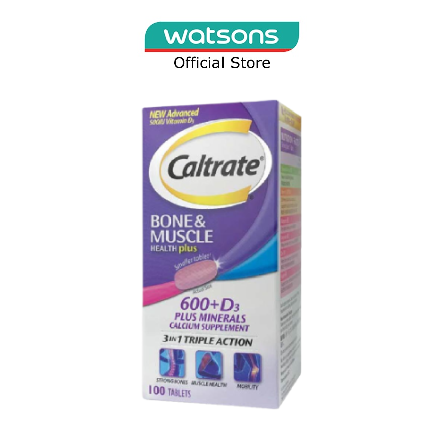 Caltrate骨骼和肌肉健康以及三重动作钙 +维生素D +矿物质补充片剂（用于强骨头和肌肉）100s