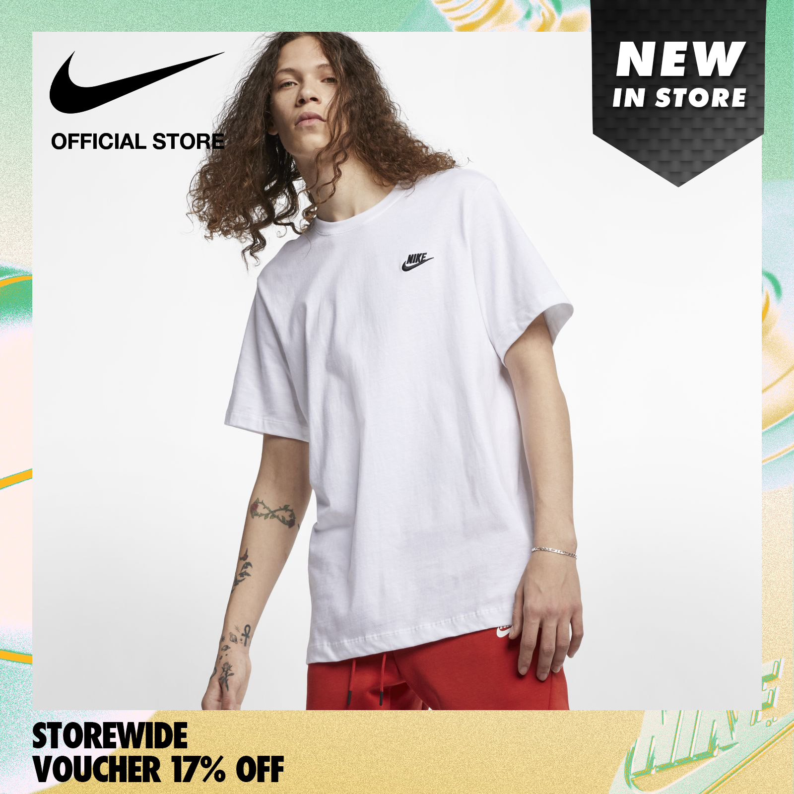 耐克男士运动服俱乐部T恤 - 白色