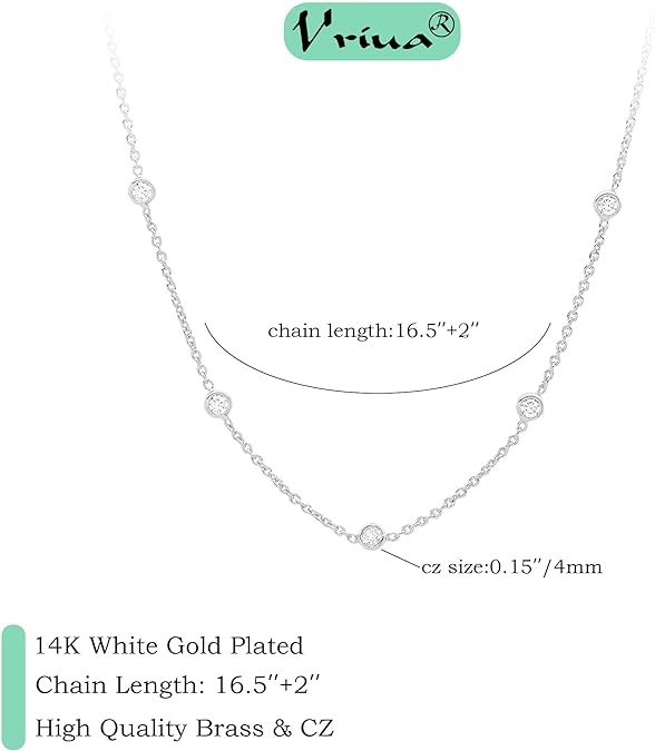 PAVOI 14K 镀金站项链 | 仿钻 BTY 项链 | 女式 CZ 项链 | 分层项链